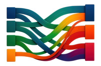 Sankey spending flow — money in, money out